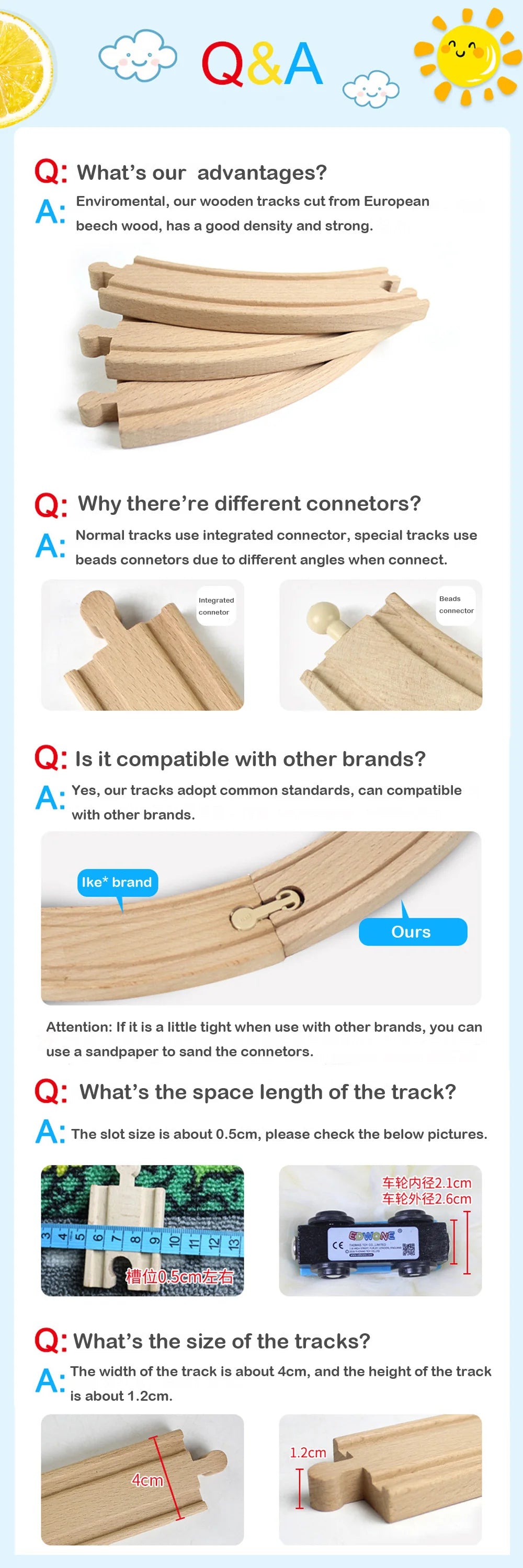 New All Kinds Wooden Track Parts Beech Wooden Railway Train Track Toy Accessories Fit Biro All Brands Wood Tracks Toys for Kids