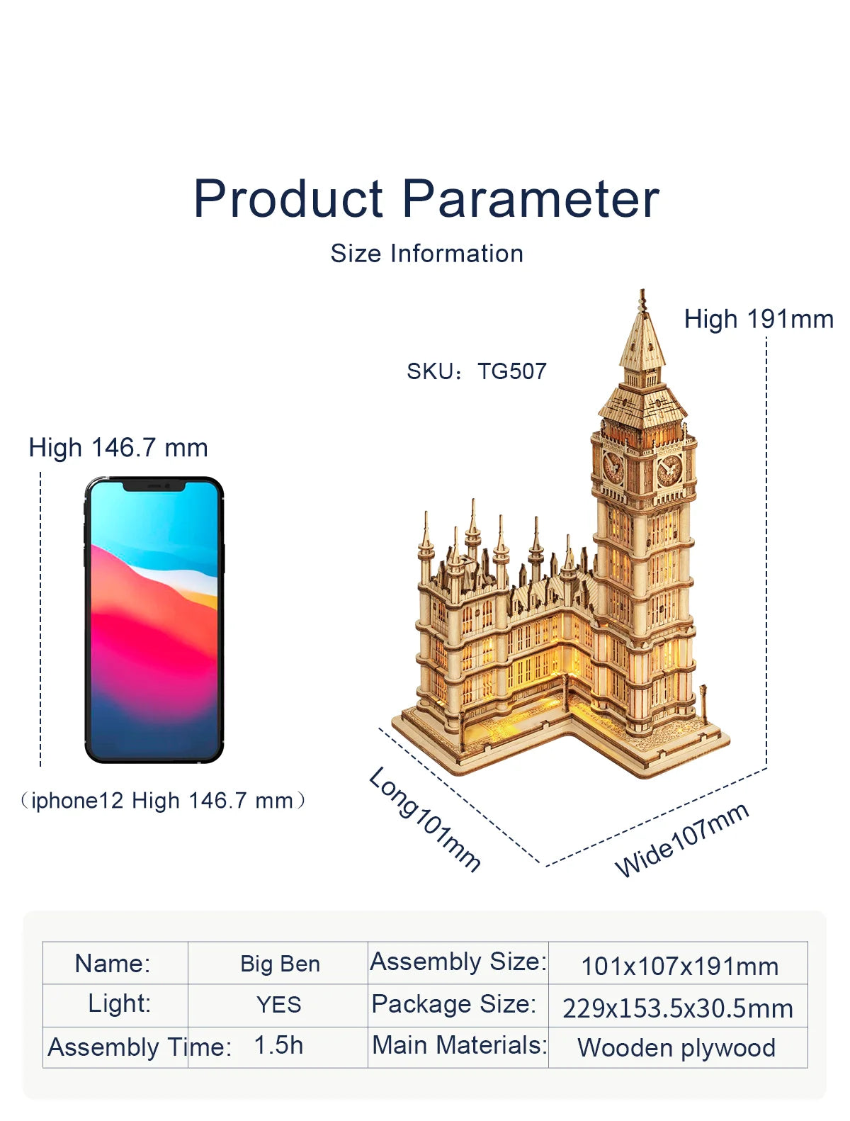 Robotime 3D Puzzle Wooden Kits DIY Tower Bridge Big Ben Set Eiffel Tower Model Kit Home Decor Birthday Gifts