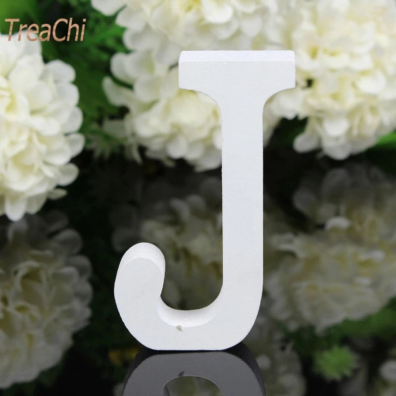 Home Decor Decoration Thick Wood Wooden White Letters Alphabet Wedding Birthday 8cmX1.2cm