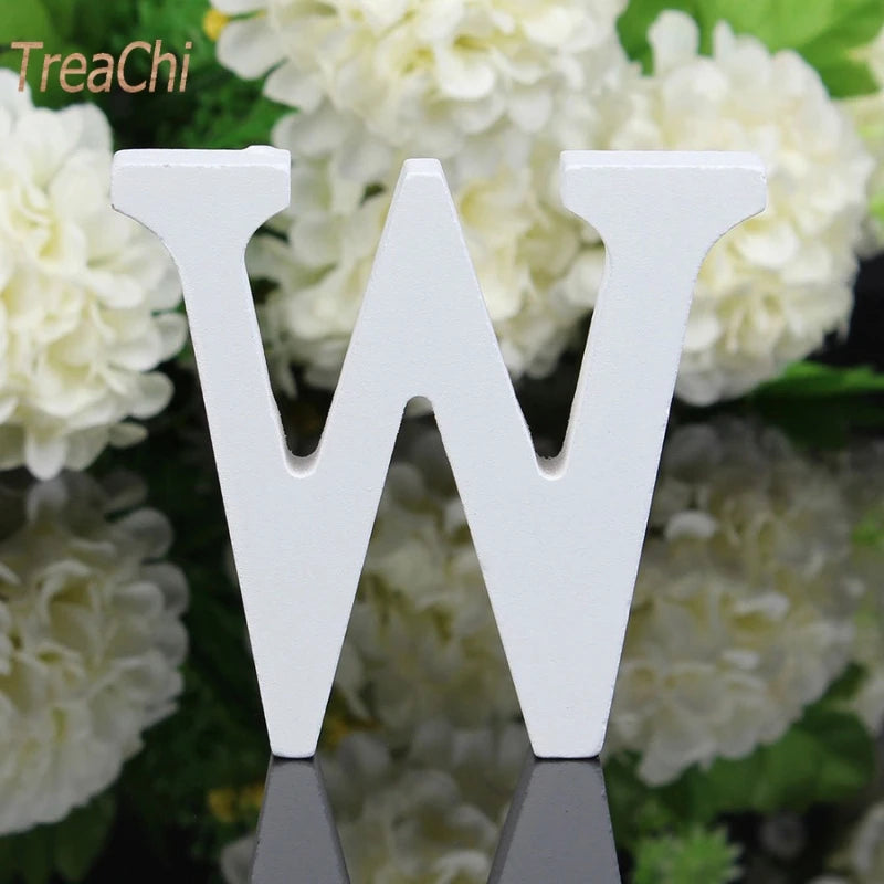 Home Decor Decoration Thick Wood Wooden White Letters Alphabet Wedding Birthday 8cmX1.2cm