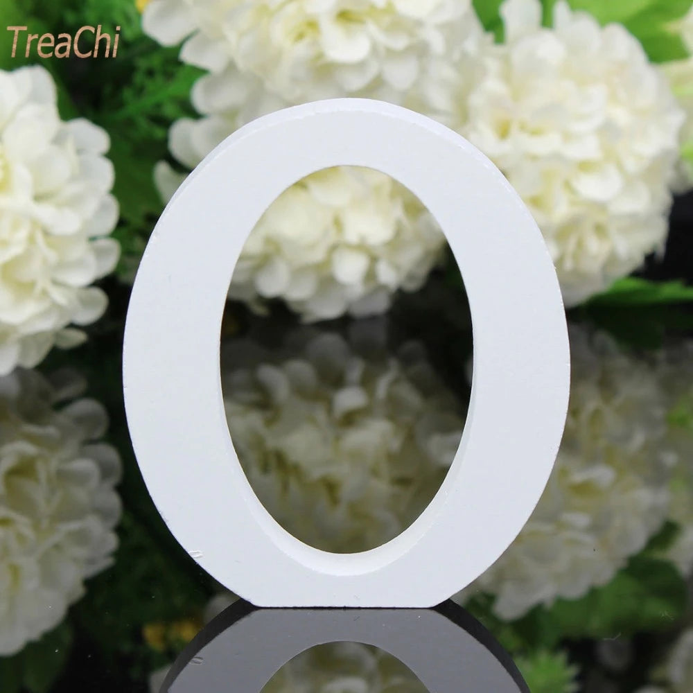 Home Decor Decoration Thick Wood Wooden White Letters Alphabet Wedding Birthday 8cmX1.2cm