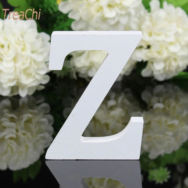 Home Decor Decoration Thick Wood Wooden White Letters Alphabet Wedding Birthday 8cmX1.2cm