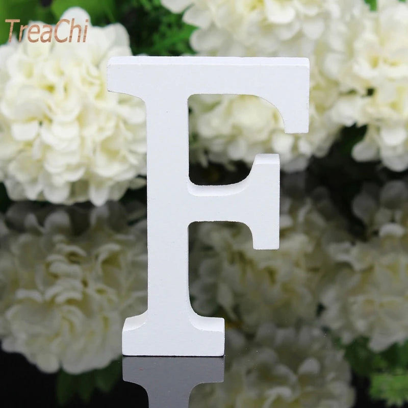 Home Decor Decoration Thick Wood Wooden White Letters Alphabet Wedding Birthday 8cmX1.2cm