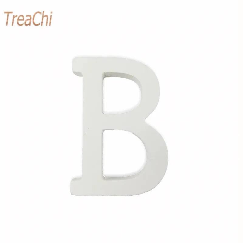Home Decor Decoration Thick Wood Wooden White Letters Alphabet Wedding Birthday 8cmX1.2cm
