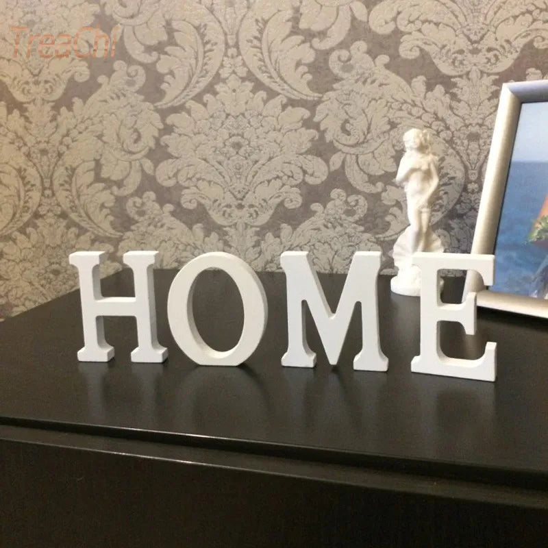 Home Decor Decoration Thick Wood Wooden White Letters Alphabet Wedding Birthday 8cmX1.2cm
