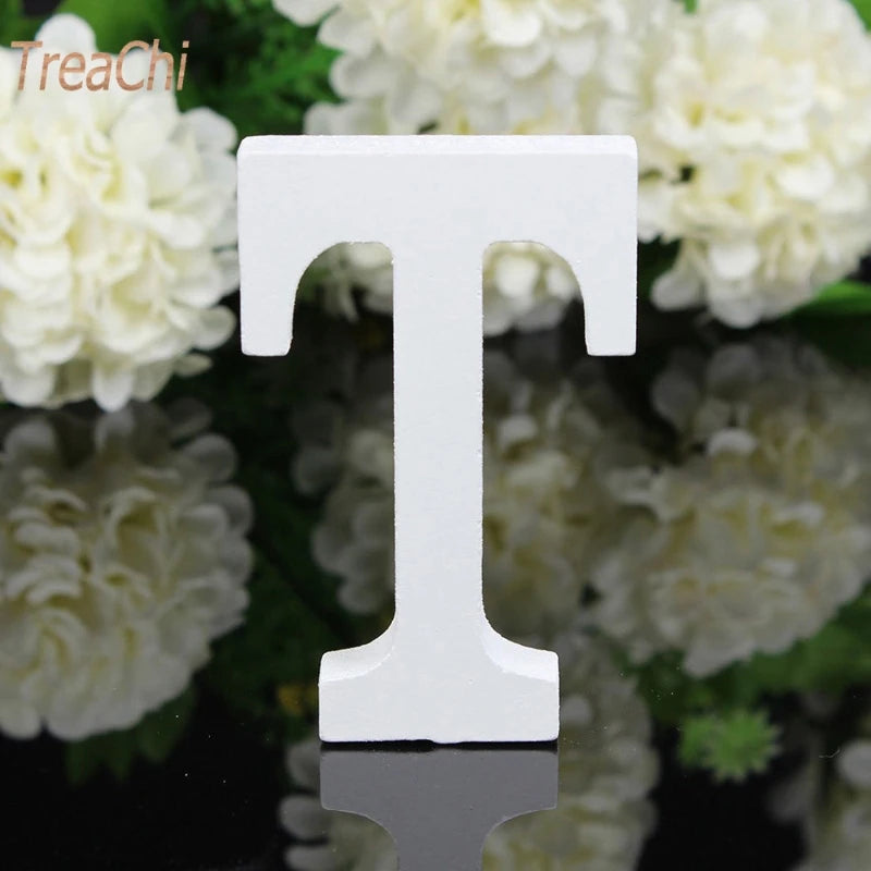 Home Decor Decoration Thick Wood Wooden White Letters Alphabet Wedding Birthday 8cmX1.2cm