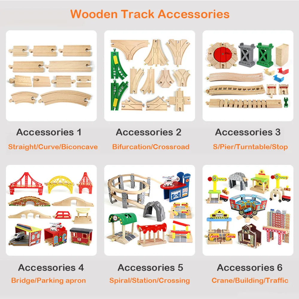 New All Kinds Wooden Track Parts Beech Wooden Railway Train Track Toy Accessories Fit Biro All Brands Wood Tracks Toys for Kids