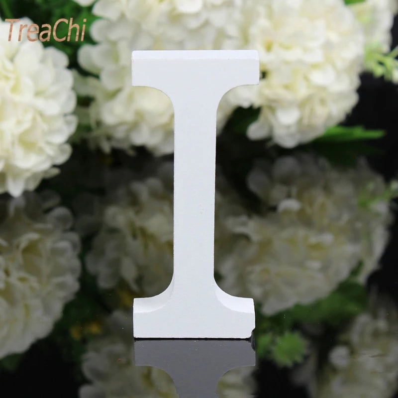 Home Decor Decoration Thick Wood Wooden White Letters Alphabet Wedding Birthday 8cmX1.2cm