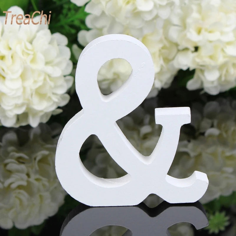 Home Decor Decoration Thick Wood Wooden White Letters Alphabet Wedding Birthday 8cmX1.2cm