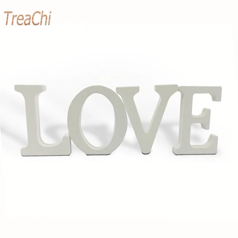 Home Decor Decoration Thick Wood Wooden White Letters Alphabet Wedding Birthday 8cmX1.2cm