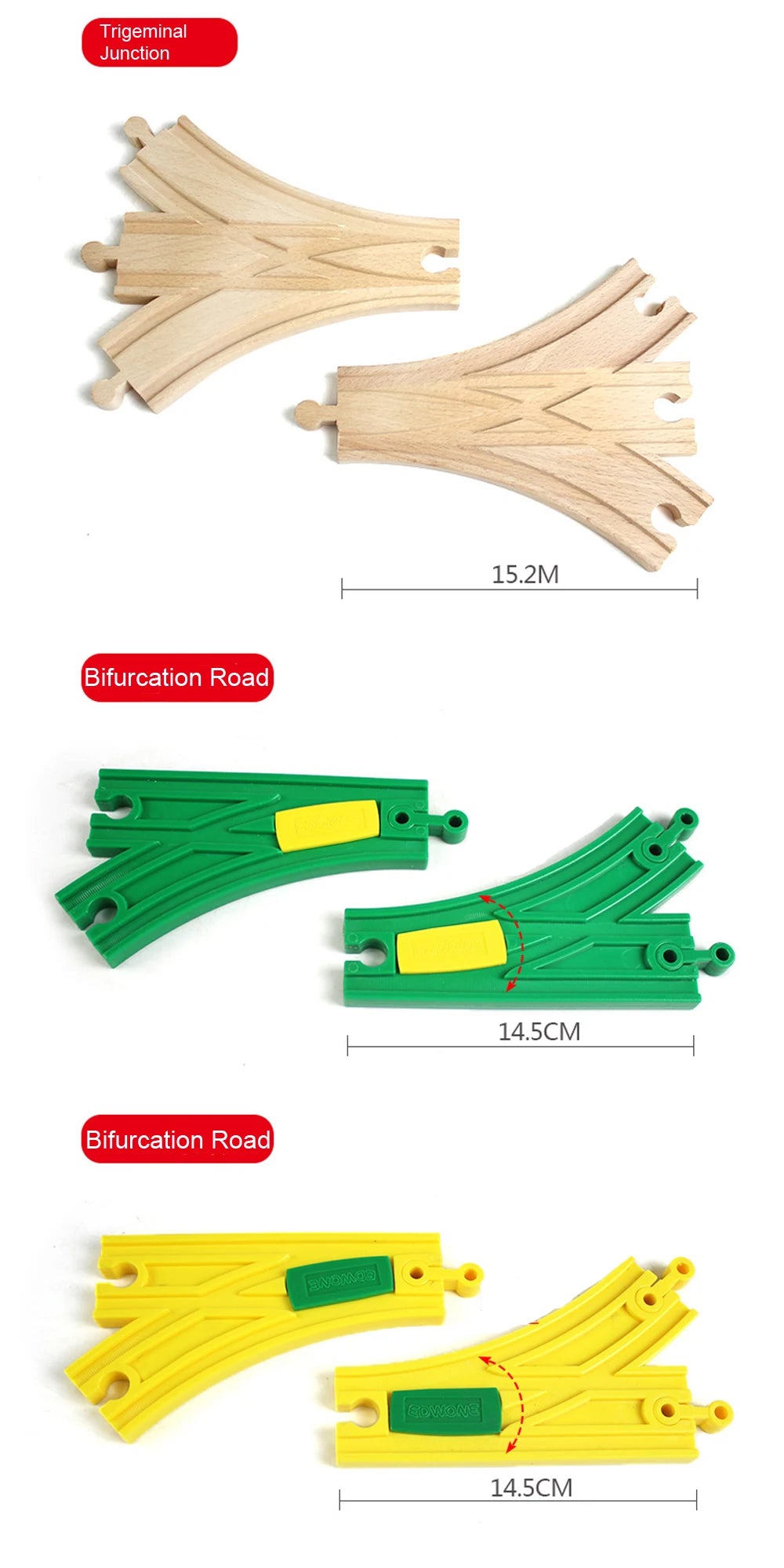 New All Kinds Wooden Track Parts Beech Wooden Railway Train Track Toy Accessories Fit Biro All Brands Wood Tracks Toys for Kids