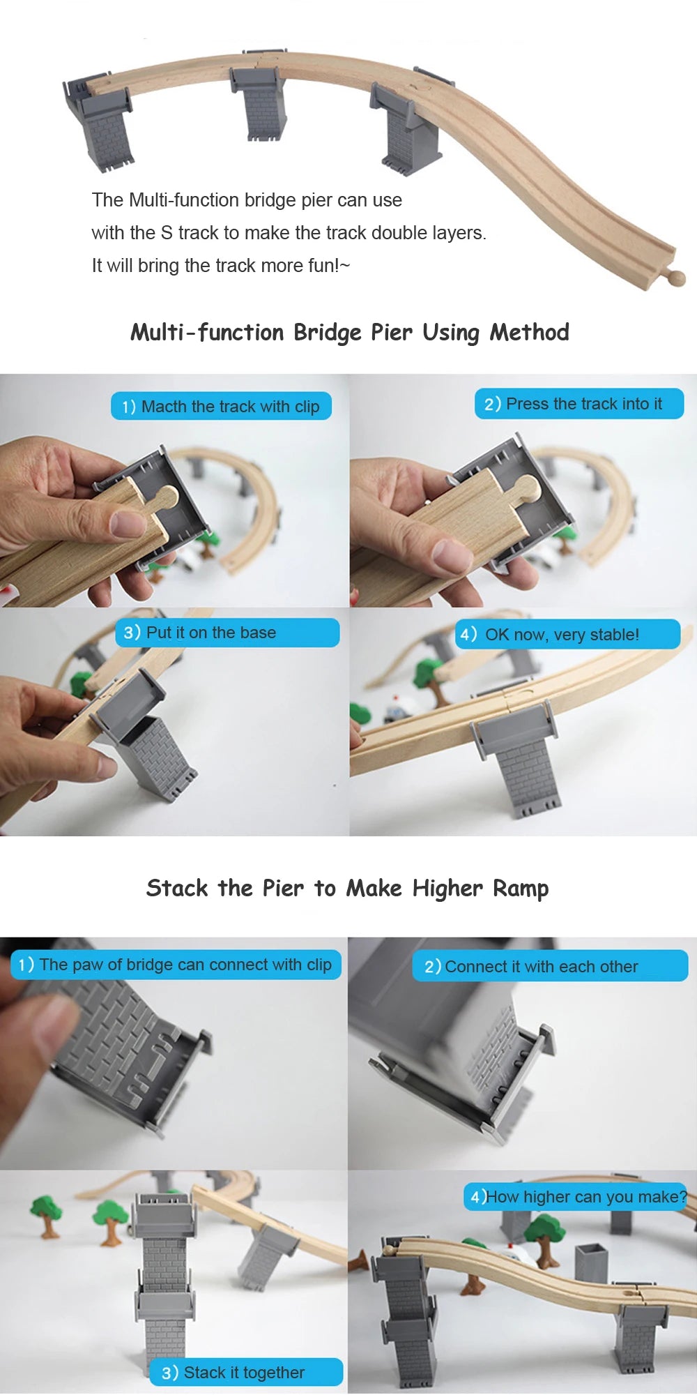 New All Kinds Wooden Track Parts Beech Wooden Railway Train Track Toy Accessories Fit Biro All Brands Wood Tracks Toys for Kids