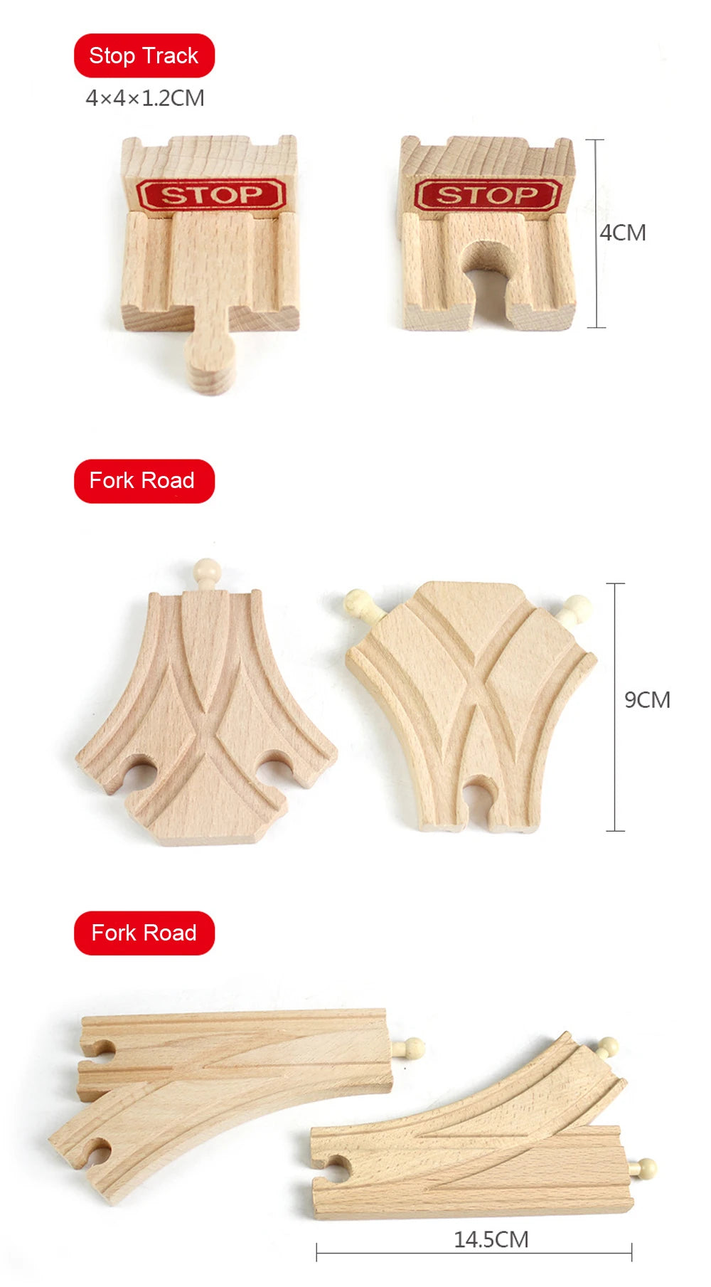 New All Kinds Wooden Track Parts Beech Wooden Railway Train Track Toy Accessories Fit Biro All Brands Wood Tracks Toys for Kids
