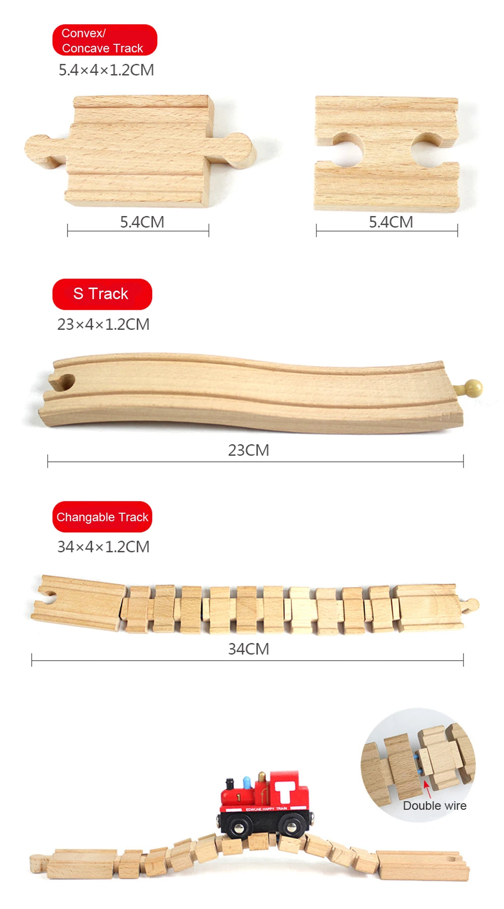 New All Kinds Wooden Track Parts Beech Wooden Railway Train Track Toy Accessories Fit Biro All Brands Wood Tracks Toys for Kids