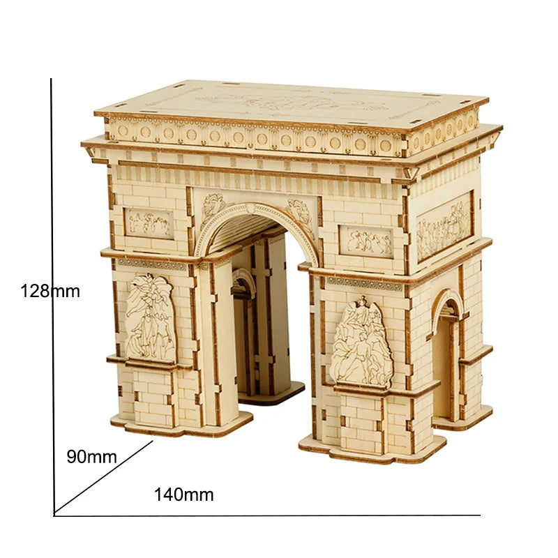Robotime 3D Puzzle Wooden Kits DIY Tower Bridge Big Ben Set Eiffel Tower Model Kit Home Decor Birthday Gifts
