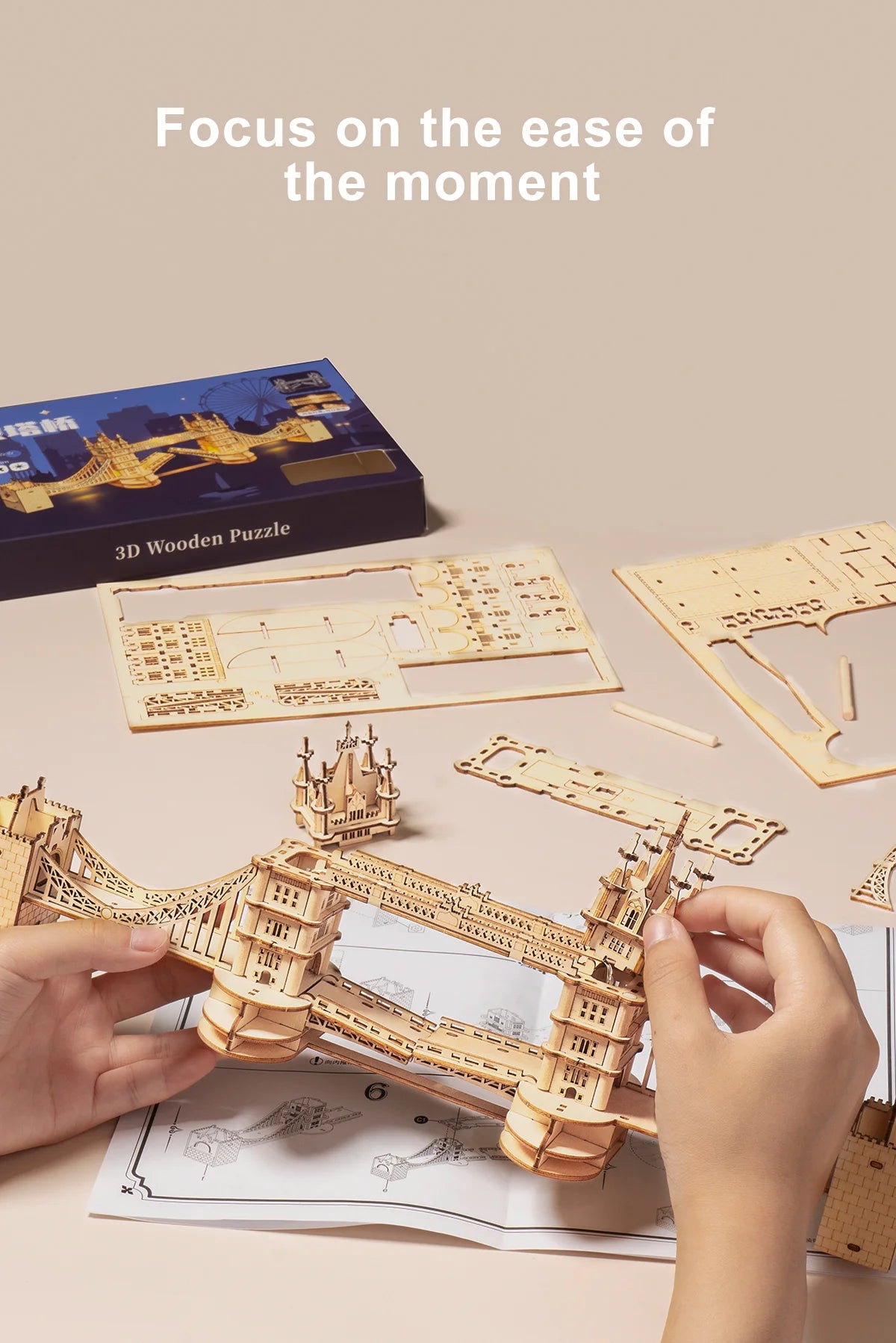 Robotime 3D Puzzle Wooden Kits DIY Tower Bridge Big Ben Set Eiffel Tower Model Kit Home Decor Birthday Gifts