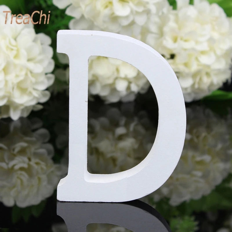 Home Decor Decoration Thick Wood Wooden White Letters Alphabet Wedding Birthday 8cmX1.2cm