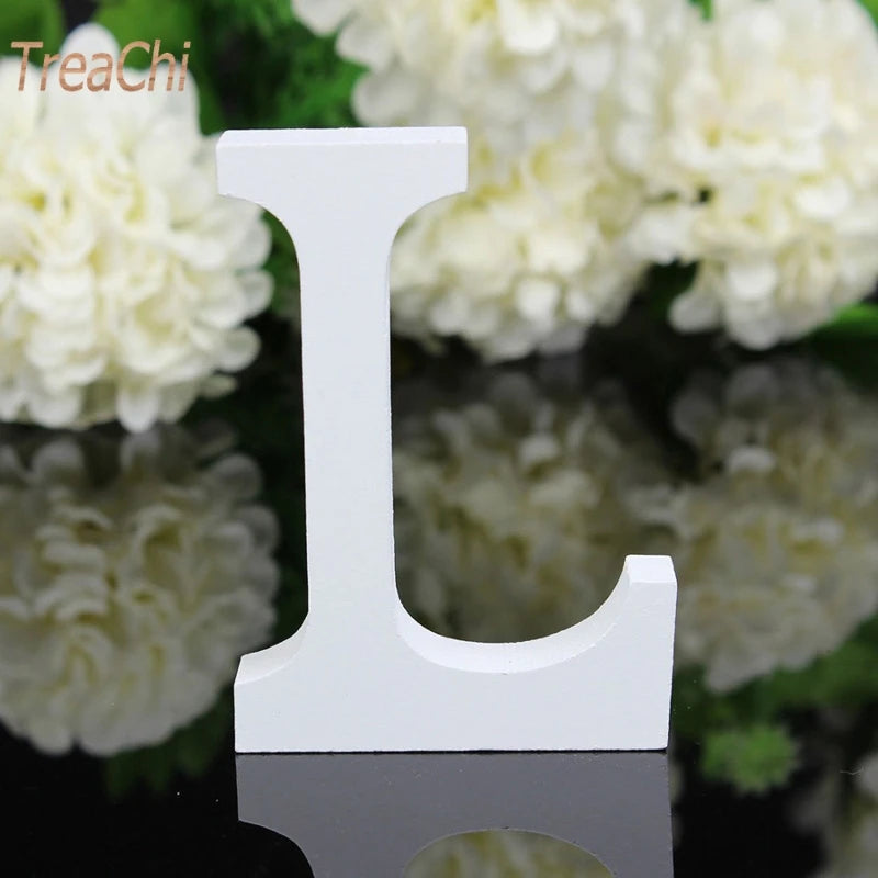 Home Decor Decoration Thick Wood Wooden White Letters Alphabet Wedding Birthday 8cmX1.2cm
