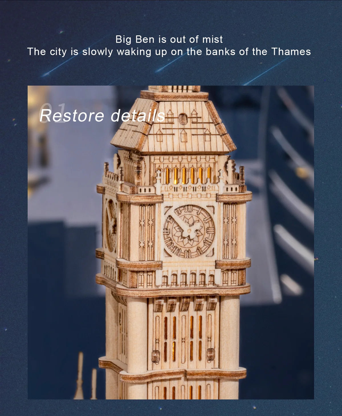 Robotime 3D Puzzle Wooden Kits DIY Tower Bridge Big Ben Set Eiffel Tower Model Kit Home Decor Birthday Gifts