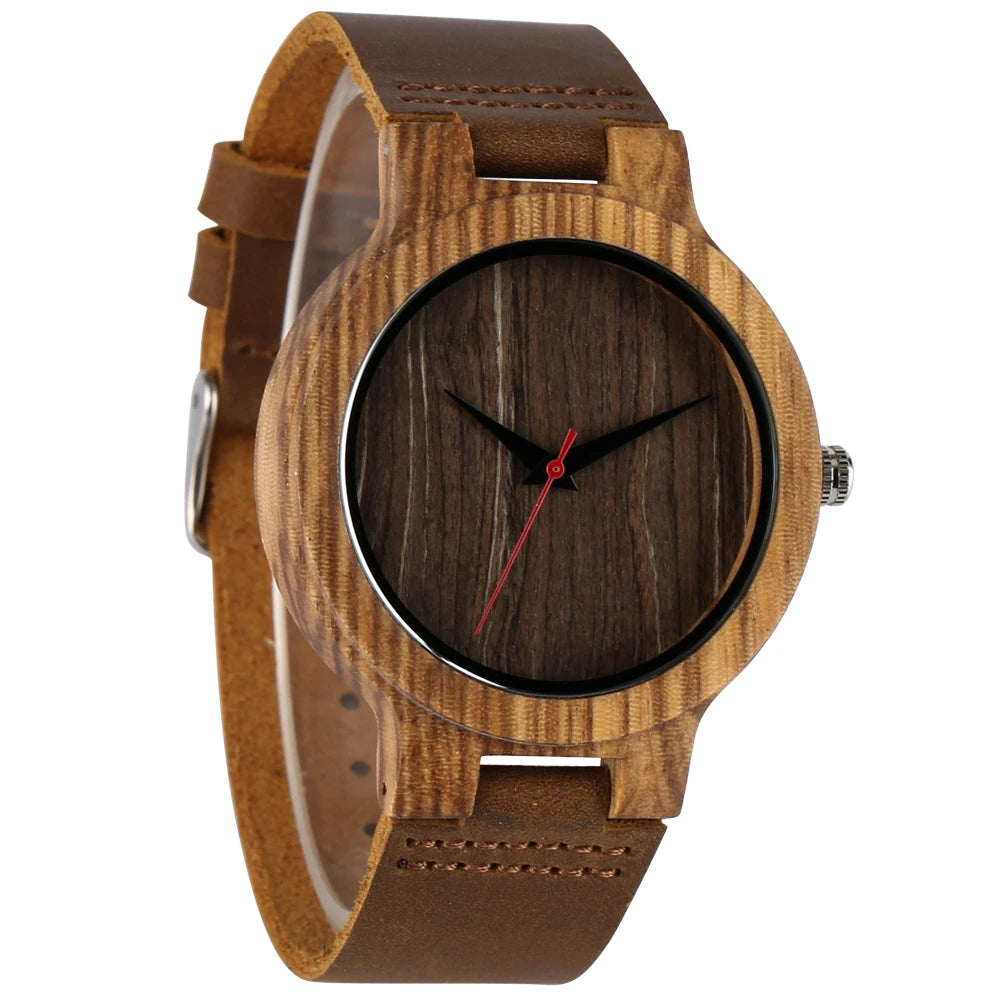 Vintage Wooden Black/Coffee/Green Dial Natural Bamboo Wood Watch for Men Leather Wooden Clock Male Hour Top Gift Reloj de madera