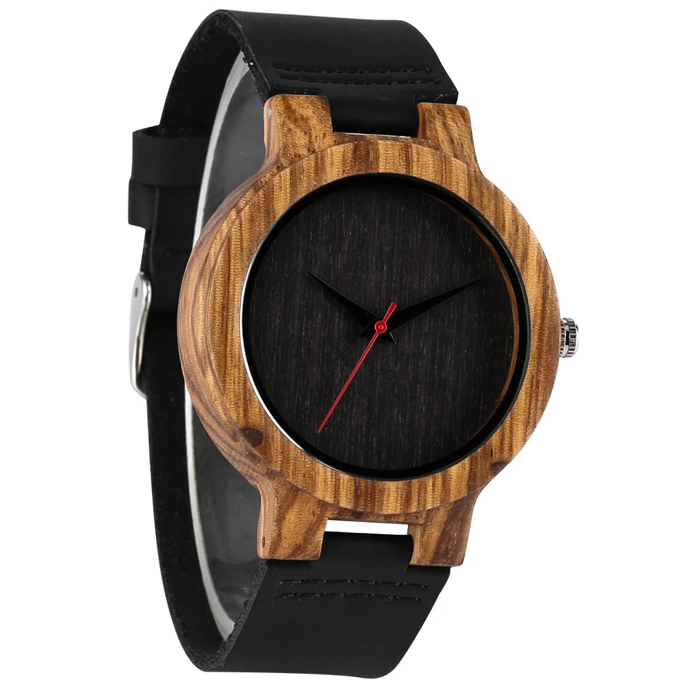 Vintage Wooden Black/Coffee/Green Dial Natural Bamboo Wood Watch for Men Leather Wooden Clock Male Hour Top Gift Reloj de madera