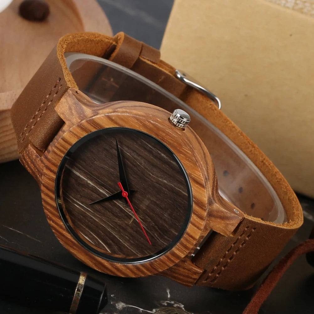 Vintage Wooden Black/Coffee/Green Dial Natural Bamboo Wood Watch for Men Leather Wooden Clock Male Hour Top Gift Reloj de madera