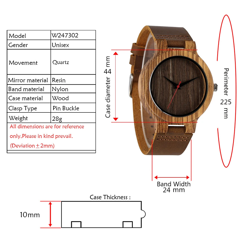 Vintage Wooden Black/Coffee/Green Dial Natural Bamboo Wood Watch for Men Leather Wooden Clock Male Hour Top Gift Reloj de madera