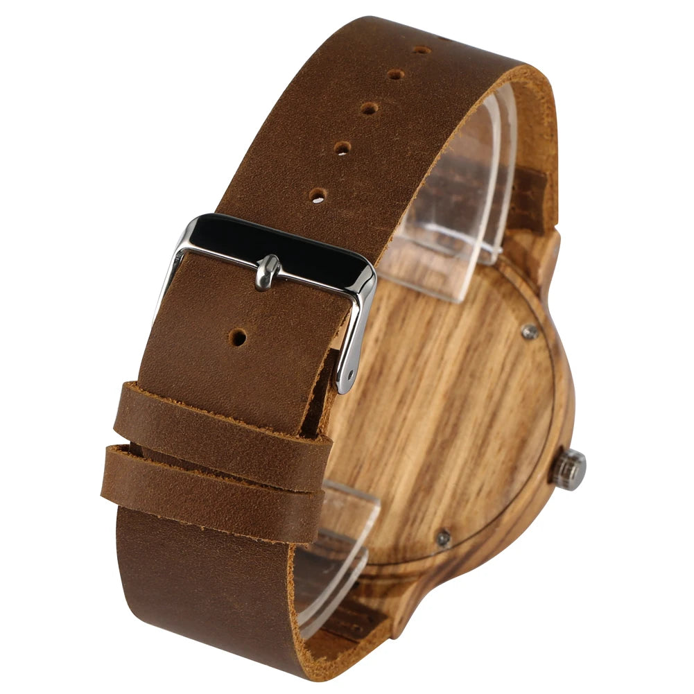 Vintage Wooden Black/Coffee/Green Dial Natural Bamboo Wood Watch for Men Leather Wooden Clock Male Hour Top Gift Reloj de madera