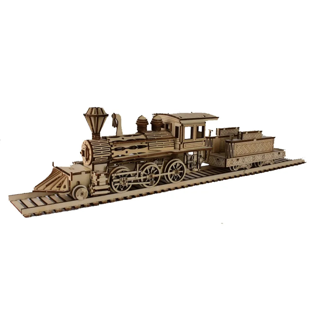 3D Wooden Puzzle Streetcar Sakura Journey Tram Station Retro Car Bus Model DIY Assembly Toys For Children Kids Desk Decoration