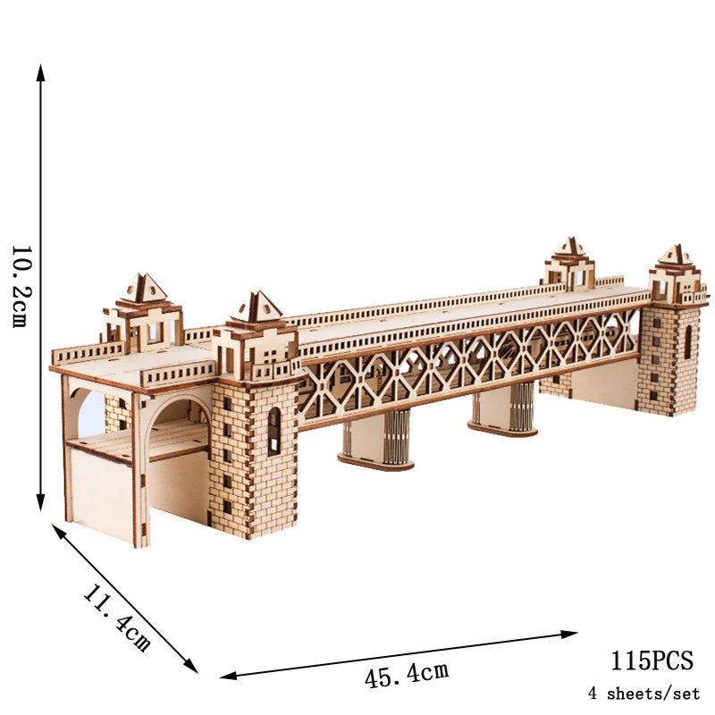 Lanzhou Waterwheel Wooden Puzzles 3D Building House Model Chinese Architecture DIY Assemble Jigsaw Toys For Children Kids