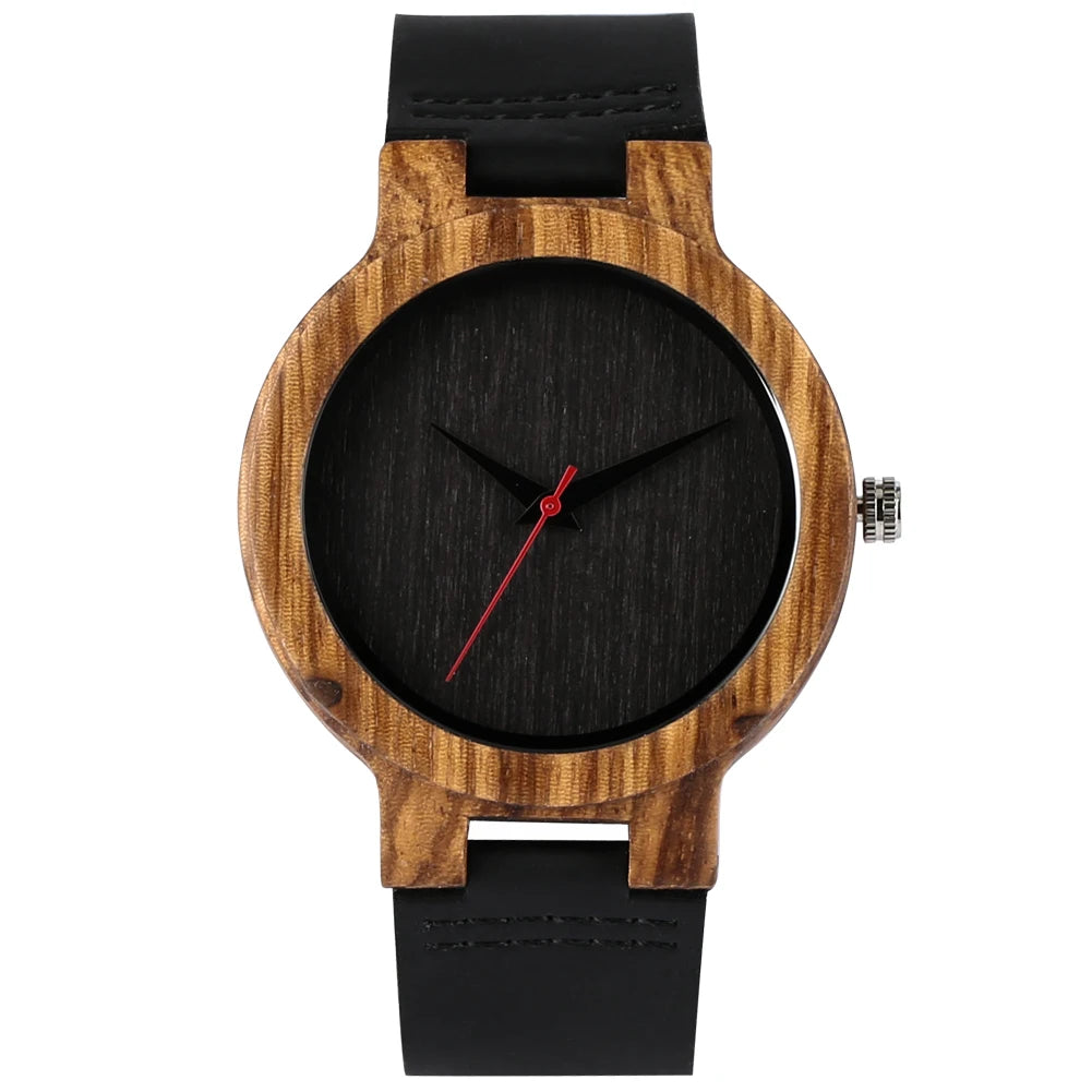 Vintage Wooden Black/Coffee/Green Dial Natural Bamboo Wood Watch for Men Leather Wooden Clock Male Hour Top Gift Reloj de madera