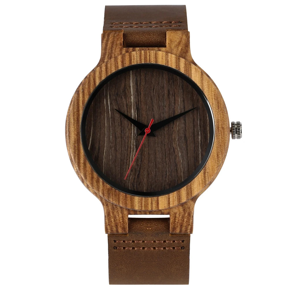 Vintage Wooden Black/Coffee/Green Dial Natural Bamboo Wood Watch for Men Leather Wooden Clock Male Hour Top Gift Reloj de madera