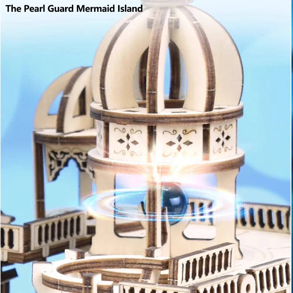 Newest 3D Wooden Puzzle Mystery Island Music Box with Light DIY Assembly Model Kit for Adults Kids, Valentine's Day Gifts