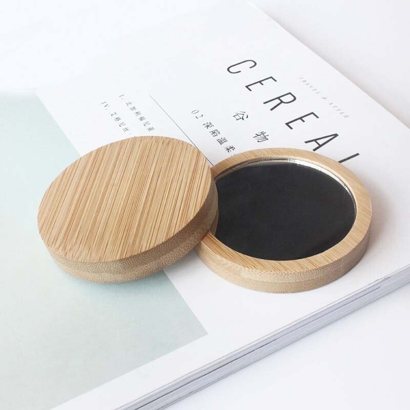 Makeup Mirror Portable 1pcs Bamboo Cosmetic Mirror Round Portable Mirror Student Beauty Tool Travel Pocket Mirror Purse