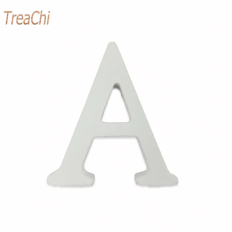 Home Decor Decoration Thick Wood Wooden White Letters Alphabet Wedding Birthday 8cmX1.2cm
