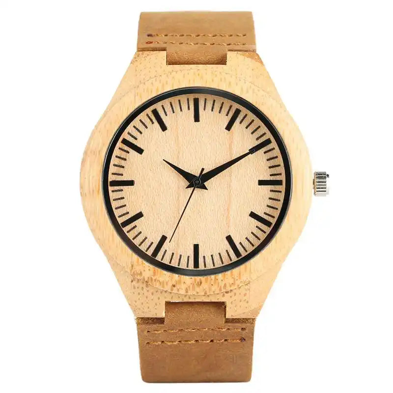 Vintage Wooden Black/Coffee/Green Dial Natural Bamboo Wood Watch for Men Leather Wooden Clock Male Hour Top Gift Reloj de madera