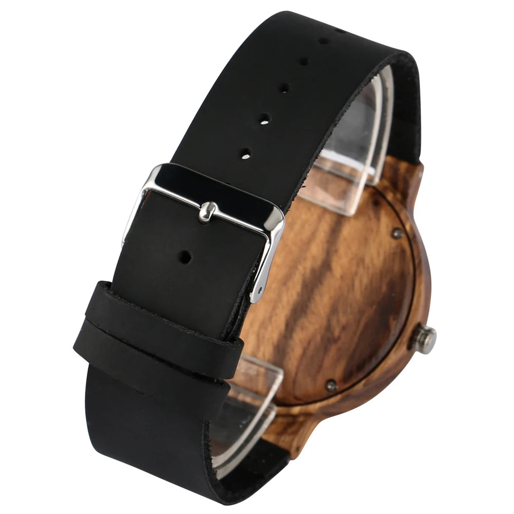 Vintage Wooden Black/Coffee/Green Dial Natural Bamboo Wood Watch for Men Leather Wooden Clock Male Hour Top Gift Reloj de madera